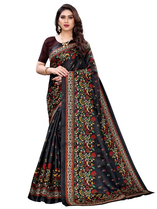 floral printed saree with blouse - 18059461 - Very Small Image - 1