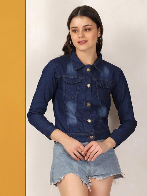 dark blue denim summer jacket - 18059516 - Very Small Image - 1