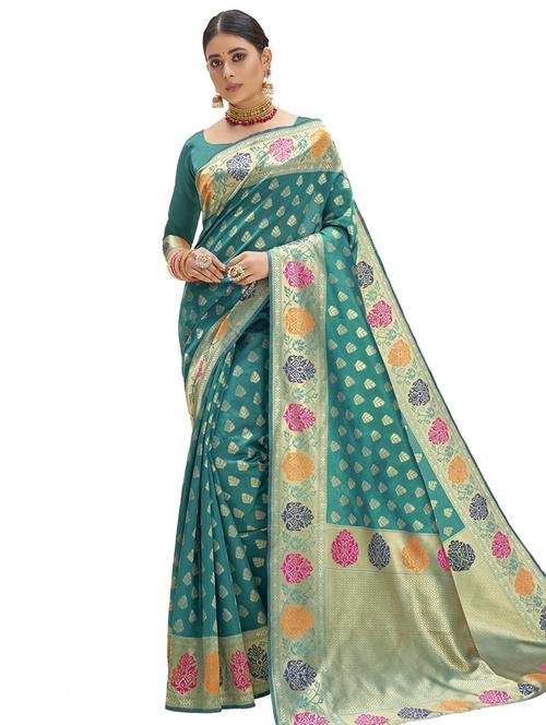self design woven saree with blouse - 18059563 - Very Small Image - 1