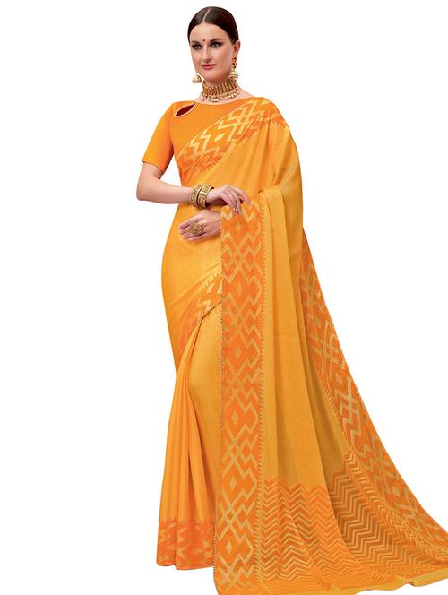 foil printed saree with blouse - 18059580 - Very Small Image - 1
