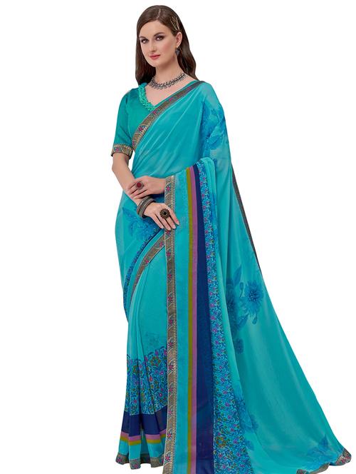 floral printed saree with blouse - 18059587 - Very Small Image - 1