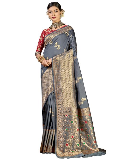self design woven saree with blouse - 18059753 - Very Small Image - 1