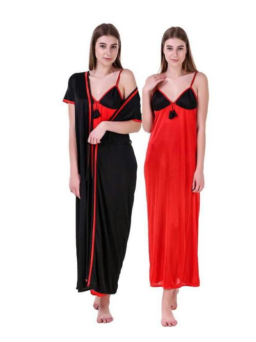 ankona women satin with robe nighty - 18060030 - Very Small Image - 1
