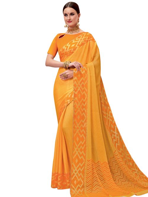 foil printed saree with blouse - 18060350 - Very Small Image - 1