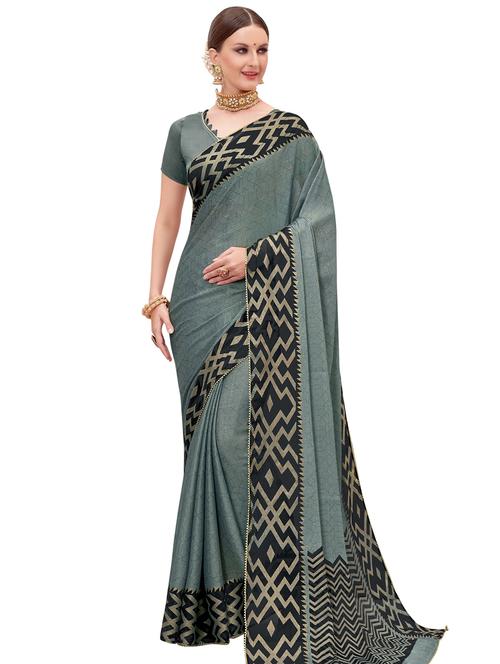 foil printed saree with blouse - 18060353 - Very Small Image - 1