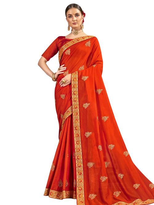 lace bordered embroidered saree - 18060609 - Very Small Image - 1