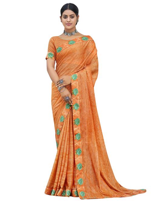 lace bordered printed saree with blouse - 18060659 - Very Small Image - 1