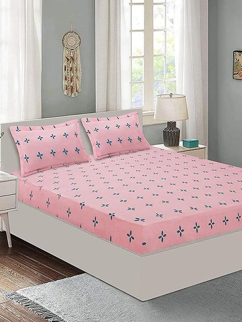 pink cotton blend bedsheet - 18061234 - Very Small Image - 1