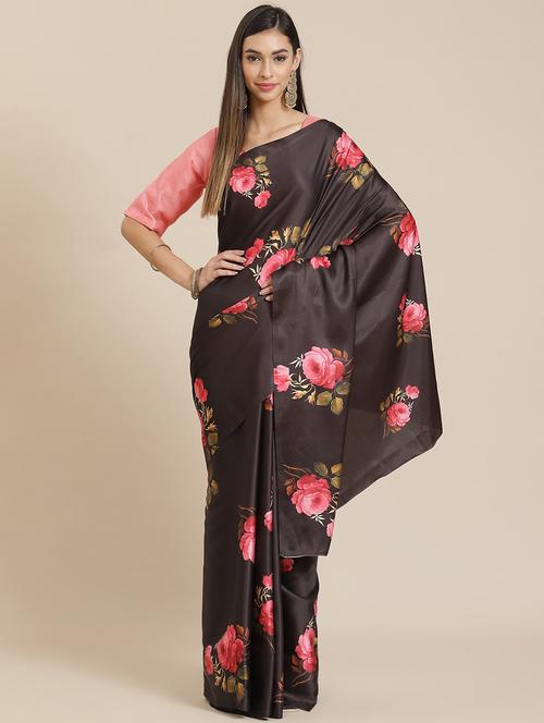 floral printed saree with blouse - 18061709 - Very Small Image - 1