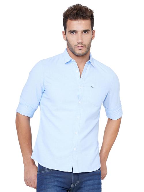 light blue solid casual shirt - 18061972 - Very Small Image - 1