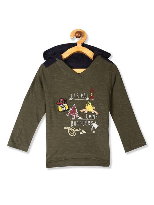 hooded neck printed t-shirt - 18062311 - Very Small Image - 1