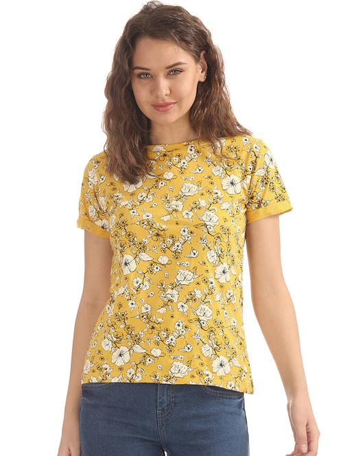 yellow cotton regular tshirt - 18063916 - Very Small Image - 1