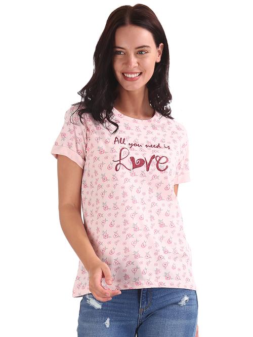 pink cotton regular tshirt - 18063943 - Very Small Image - 1