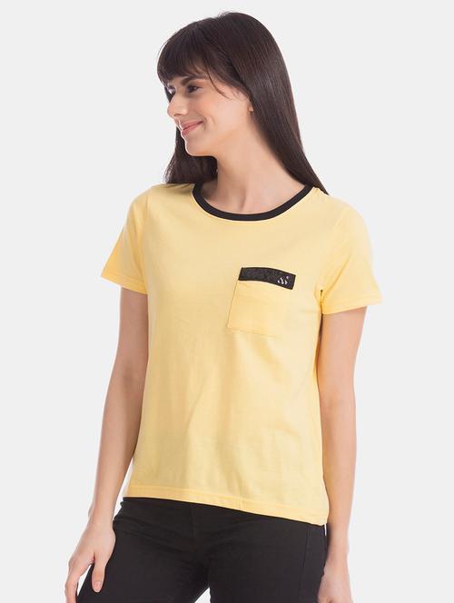 yellow cotton regular tshirt - 18064018 - Very Small Image - 1