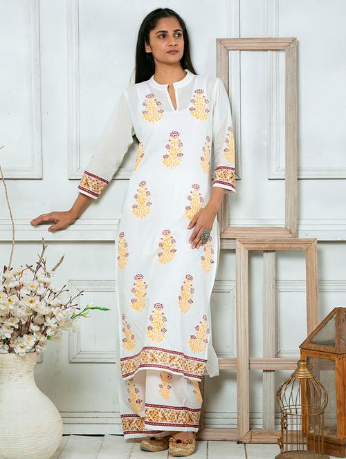 white printed straight set - 18065430 - Very Small Image - 1
