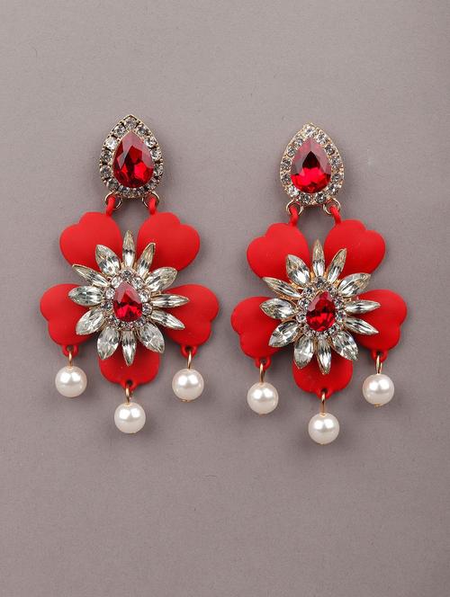 red metal drop earring - 18065576 - Very Small Image - 1
