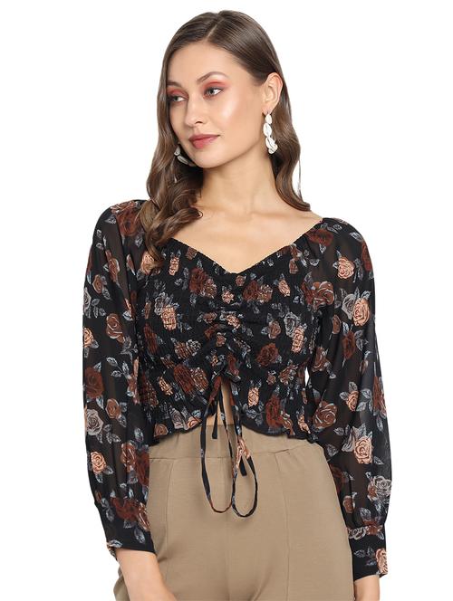 floral print smocking top - 18066043 - Very Small Image - 1