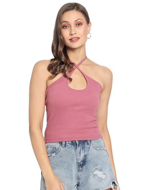 halter neck ribbed top - 18066047 - Very Small Image - 1