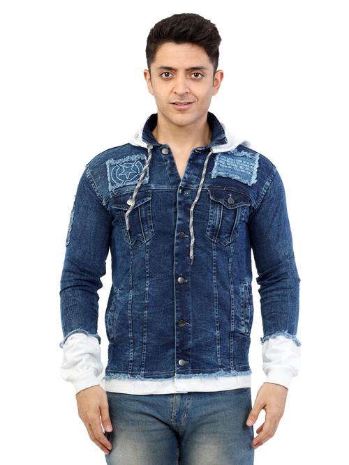 men's fancy denim jacket full sleeve - 18066204 - Very Small Image - 1