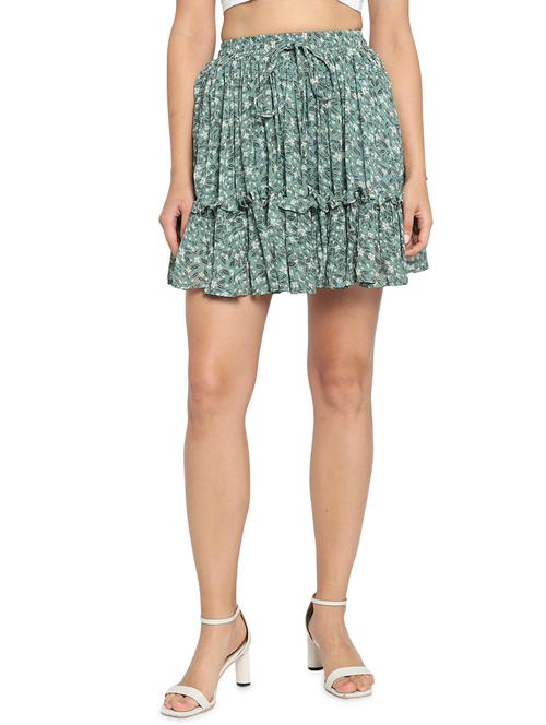 green polyester flared skirts - 18066223 - Very Small Image - 1