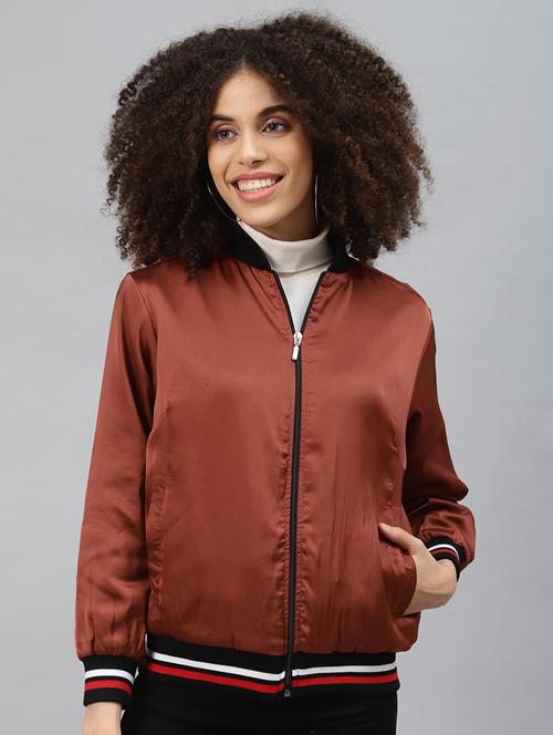 contrast ribbed bomber jacket - 18066446 - Very Small Image - 1