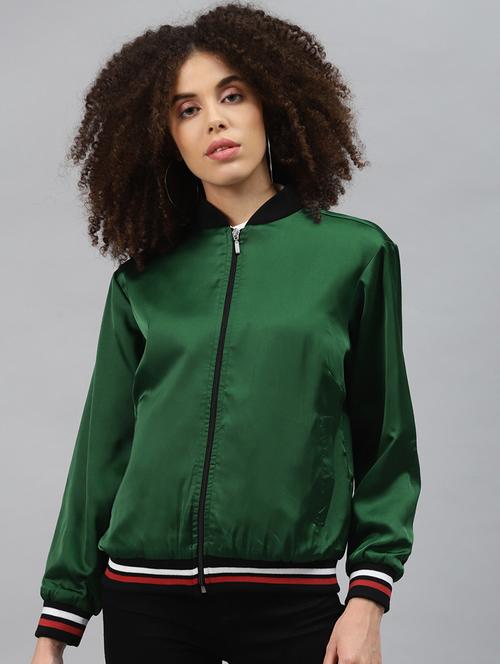 contrast ribbed bomber jacket - 18066447 - Very Small Image - 1