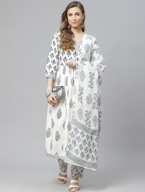 white printed suit set - 18066521 - Very Small Image - 1