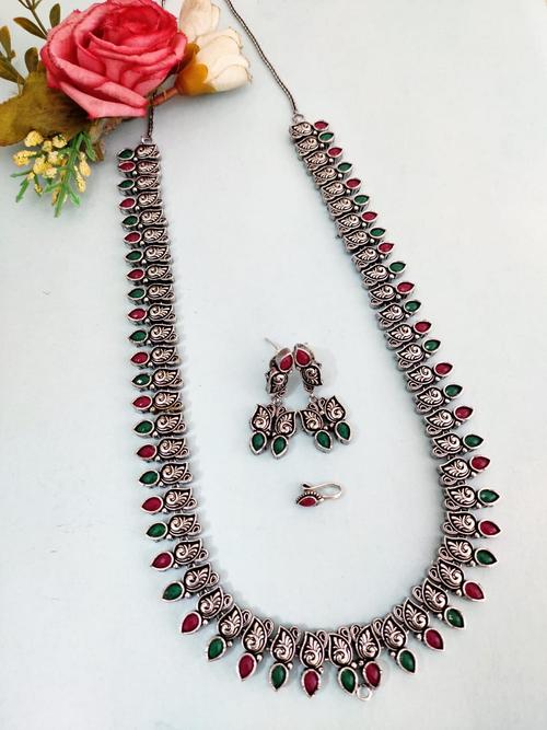 faishan jewellery long stone necklace set, exclusive quality oxidised german - 18066566 - Very Small Image - 1