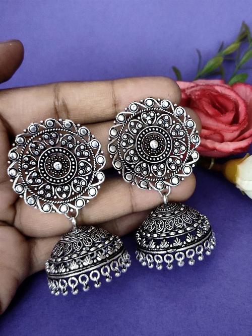 earrings set premium quality oxidized silver - 18066873 - Very Small Image - 1