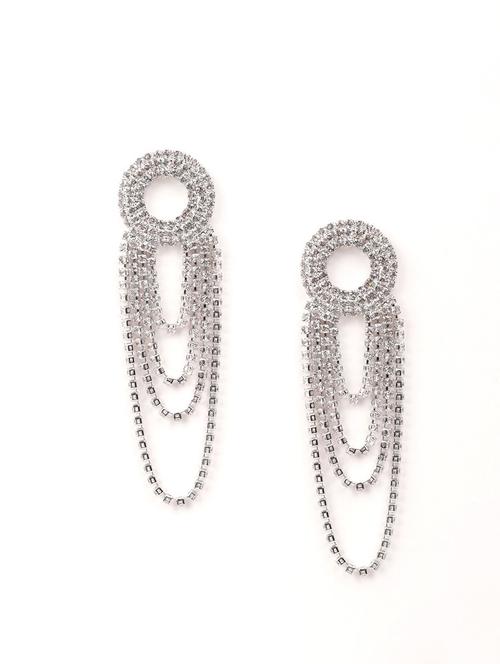silver metal drop earring - 18066963 - Very Small Image - 1