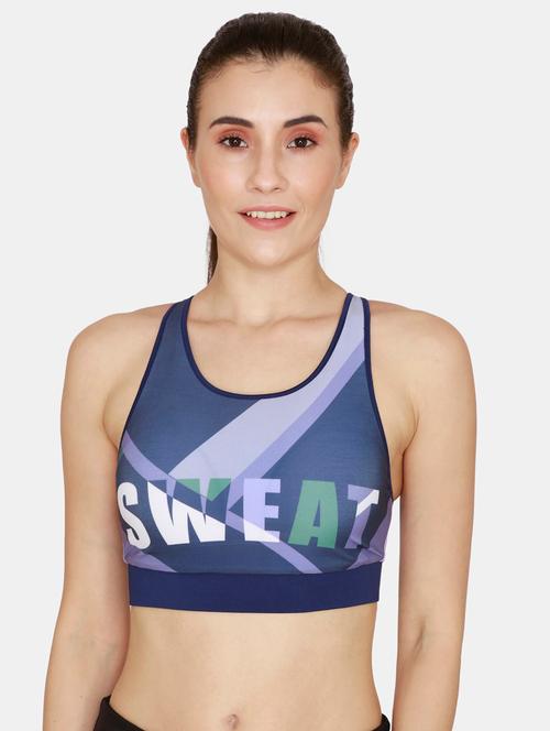 dark blue printed sports bra - 18067197 - Very Small Image - 1