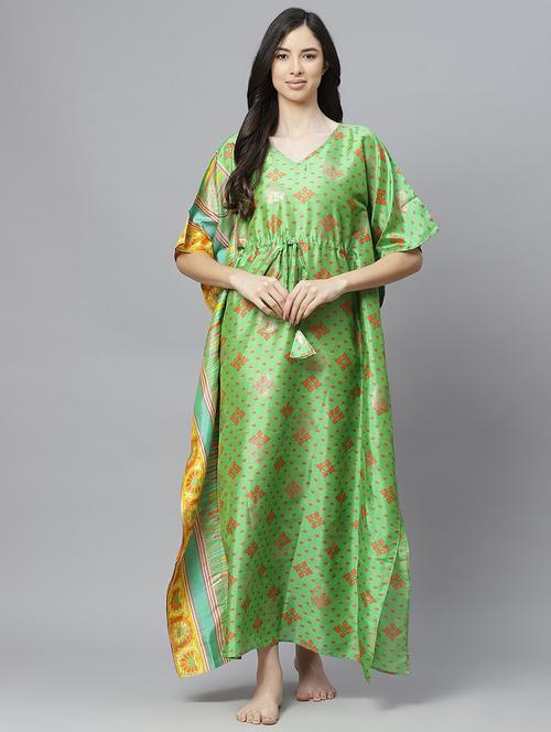 v neck printed kaftan dress - 18067808 - Very Small Image - 1