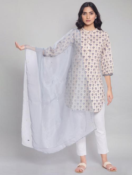 grey nylon dupatta - 18067996 - Very Small Image - 1