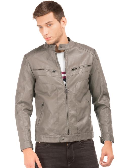 taupe solid casual jacket - 18068660 - Very Small Image - 1