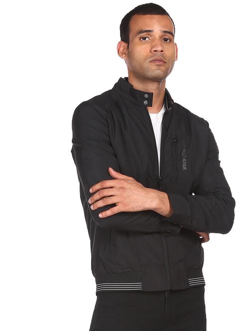 black solid hooded casual jacket - 18068668 - Very Small Image - 1