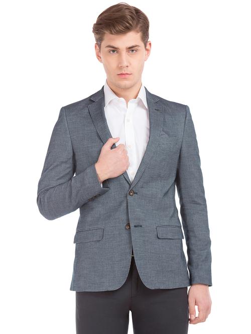grey self design formal blazer - 18068703 - Very Small Image - 1