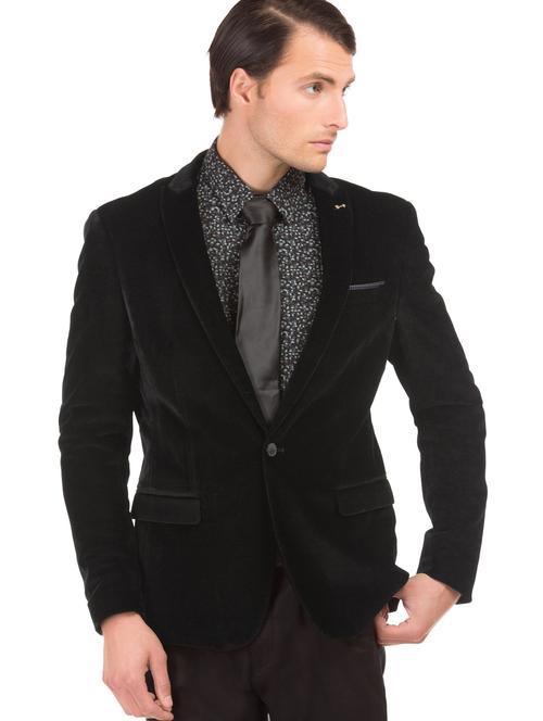 black solid casual blazer - 18068730 - Very Small Image - 1