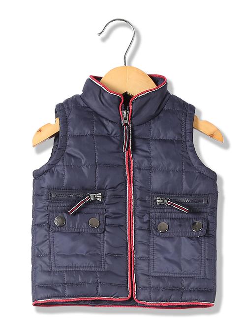 navy blue solid jacket - 18068770 - Very Small Image - 1