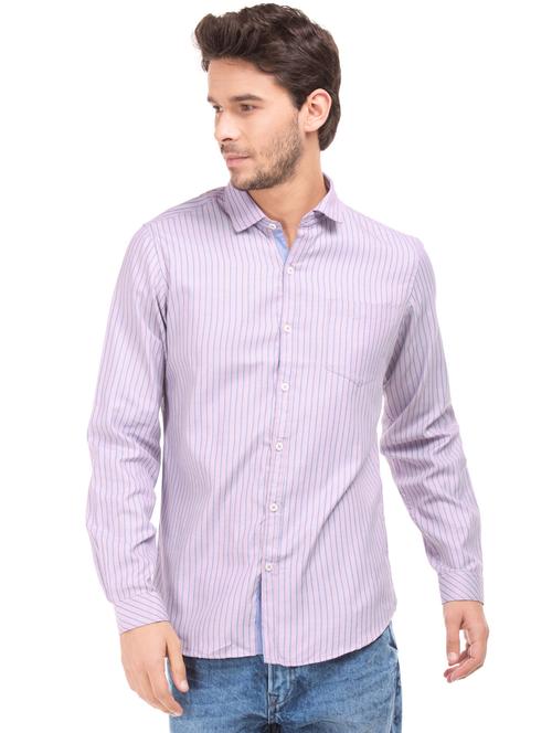 pink cotton stripes formal shirt - 18069139 - Very Small Image - 1
