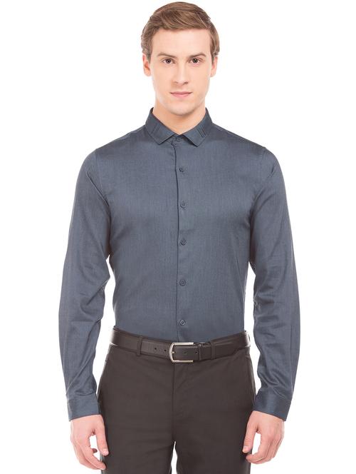 charcoal grey solid formal shirt - 18069159 - Very Small Image - 1