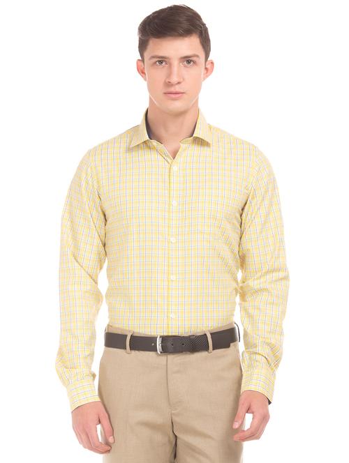 yellow cotton formal shirt - 18069180 - Very Small Image - 1
