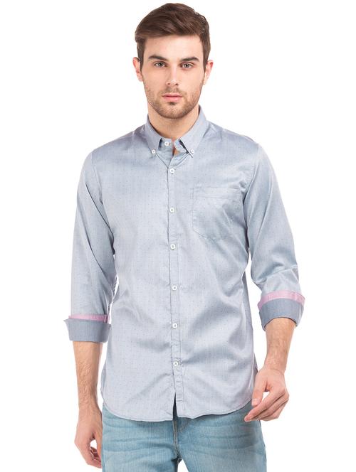 navy blue self-design formal shirt - 18069186 - Very Small Image - 1