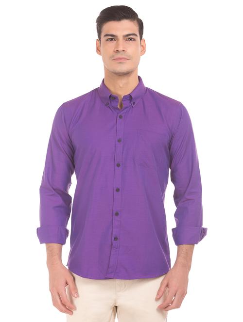 purple solid formal shirt - 18069217 - Very Small Image - 1