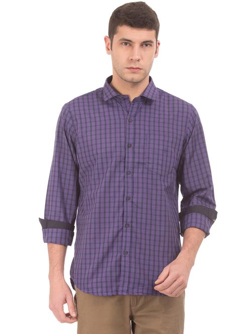 purple checkered formal shirt - 18069219 - Very Small Image - 1