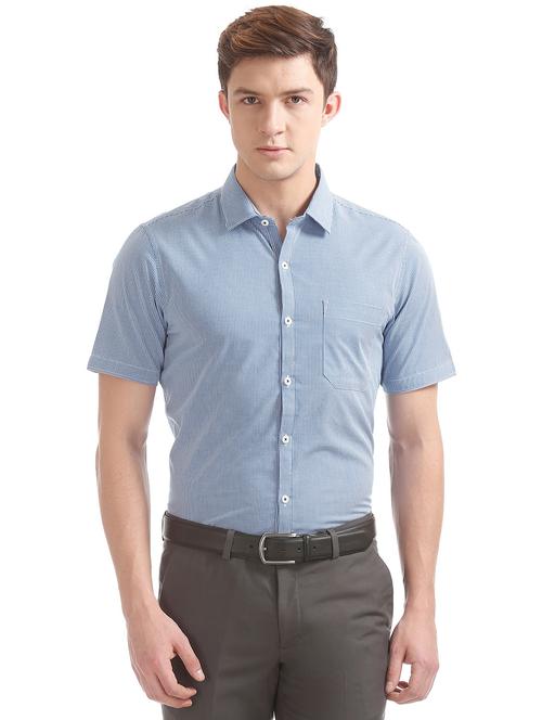 dark blue self-design formal shirt - 18069236 - Very Small Image - 1