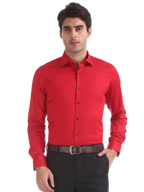 red solid formal shirt - 18069281 - Very Small Image - 1