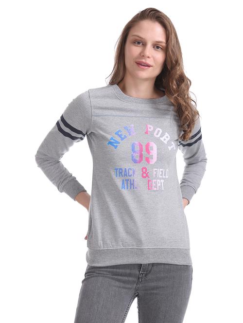 round neck printed sweatshirt - 18069499 - Very Small Image - 1