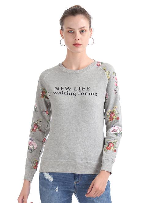 round neck printed sweatshirt - 18069500 - Very Small Image - 1