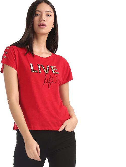 red cotton regular top - 18069566 - Very Small Image - 1