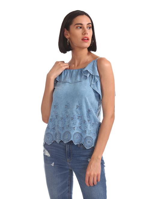 blue rayon regular top - 18069572 - Very Small Image - 1